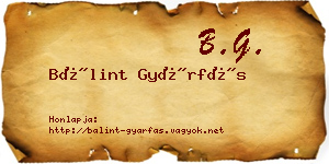 Bálint Gyárfás névjegykártya